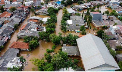 Flood damage in city